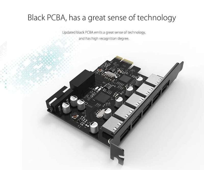 USB 3.0 PCI-E-Erweiterungskarte 5 Ports Hub-Adapter Externer Controller Express-Karte mit 4-poligem Stromanschlusskabel