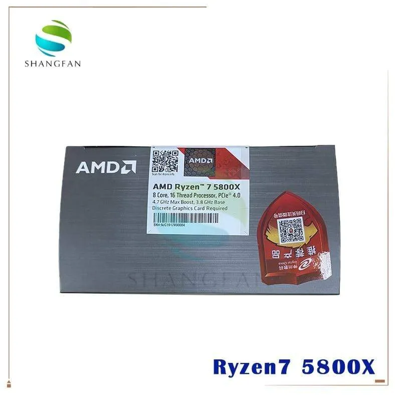 AMD Ryzen 7 5800X R7 5800X 3.8 GHz Achtkern-Sechzehn-Thread-105-W-CPU-Prozessor L3=32M 100-000000063 Sockel AM4, kein Lüfter