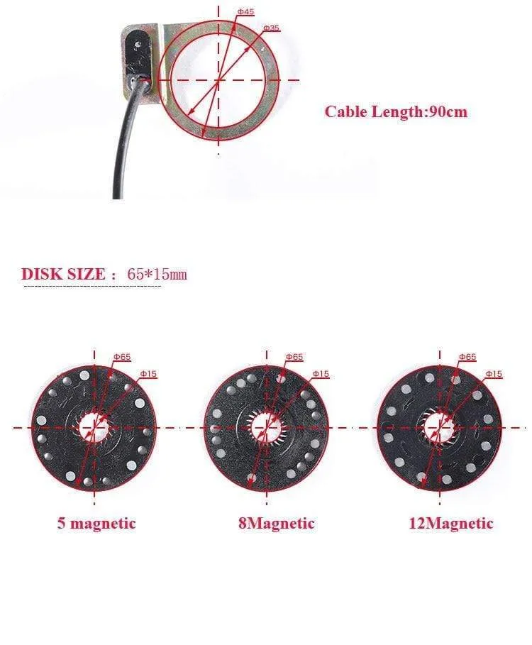 Elektrofahrrad Power Pedal Assist Assistant Sensor PAS-System 5/8/12 Magnetgeschwindigkeitssensor