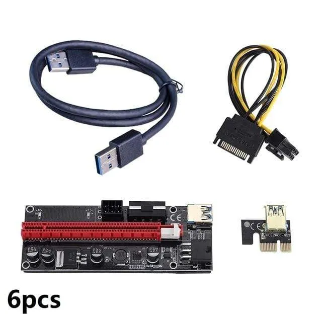 PCI-E Riser 6 Teile/paket USB 3.0 Pci-E Riser Ver 009S Express 1X Zu 16X Extender Riser Adapter 15 zu 6 Pin Stromkabel