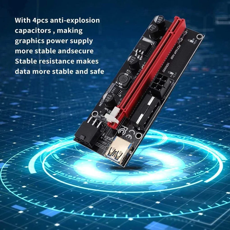 PCI-E Riser 6 Teile/paket USB 3.0 Pci-E Riser Ver 009S Express 1X Zu 16X Extender Riser Adapter 15 zu 6 Pin Stromkabel