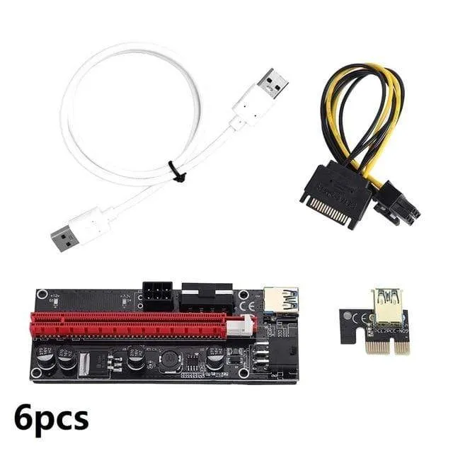 PCI-E Riser 6 Teile/paket USB 3.0 Pci-E Riser Ver 009S Express 1X Zu 16X Extender Riser Adapter 15 zu 6 Pin Stromkabel