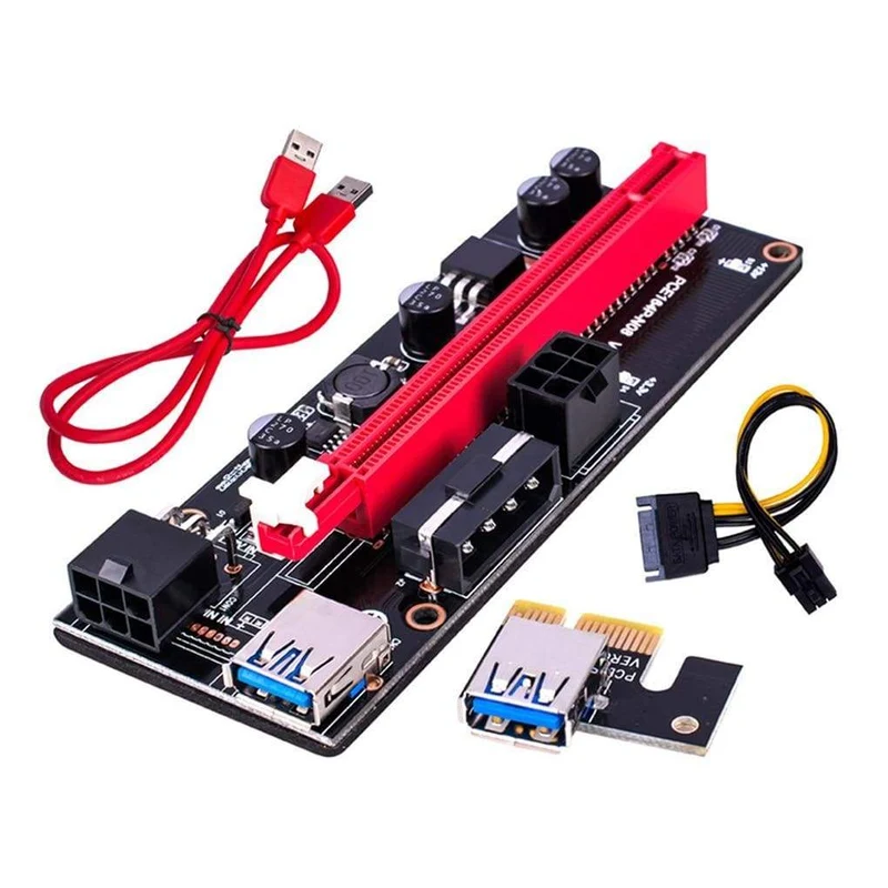 PCI-E Riser 6 Teile/paket USB 3.0 Pci-E Riser Ver 009S Express 1X Zu 16X Extender Riser Adapter 15 zu 6 Pin Stromkabel