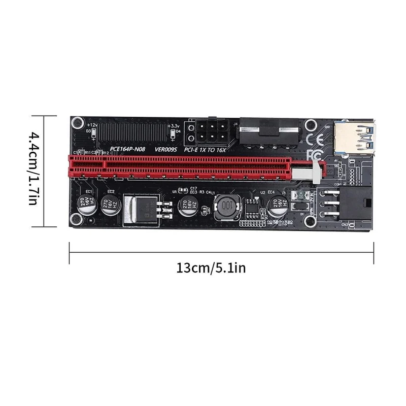 PCI-E Riser 6 Teile/paket USB 3.0 Pci-E Riser Ver 009S Express 1X Zu 16X Extender Riser Adapter 15 zu 6 Pin Stromkabel