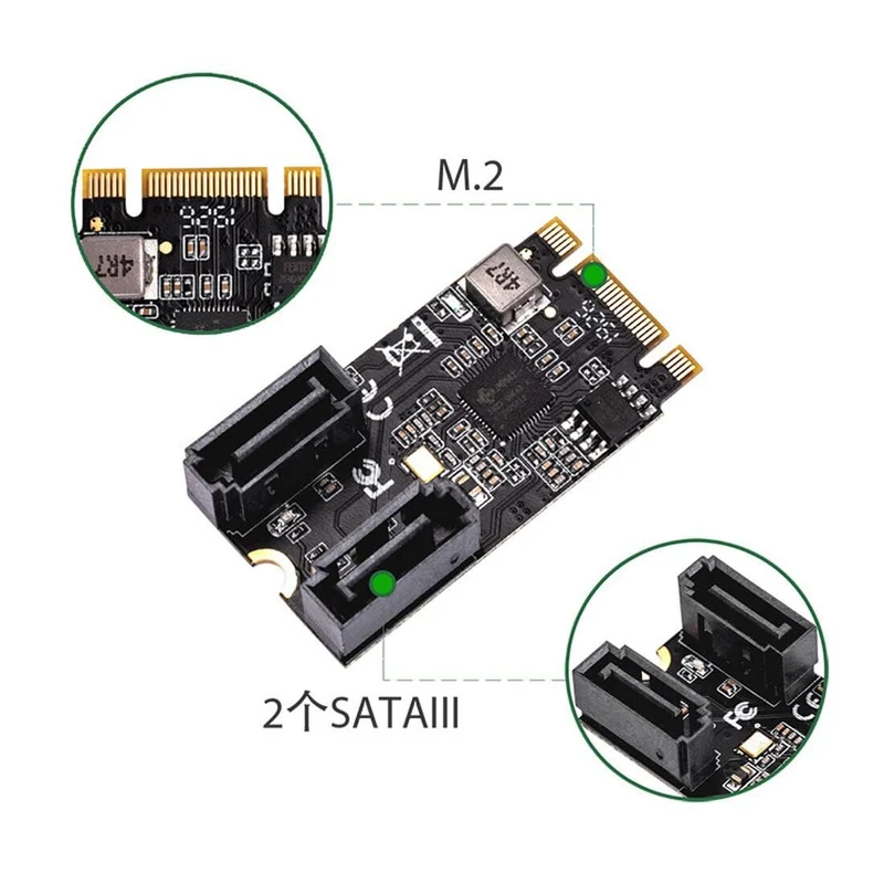 XT-XINTE 2 Port SATA III 6 gb/s M.2 21x41mm M Key und B Key Controller Adapter Karte SATA 6G Intern