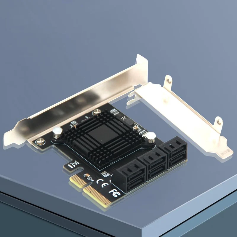 6-Port-SATA-3-PCI-Express-Erweiterungskarte PCI-E / PCIE-SATA-Controller SATA-Multiplikator SATA3 6-Gbit / s-ASMedia-ASM1166-Chip für HDD-SSD
