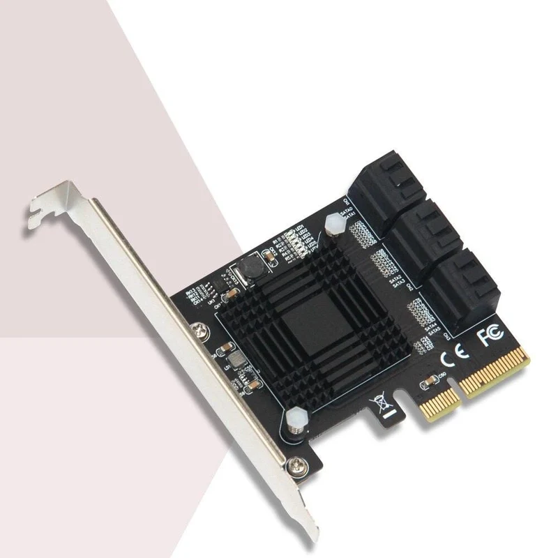 6-Port-SATA-3-PCI-Express-Erweiterungskarte PCI-E / PCIE-SATA-Controller SATA-Multiplikator SATA3 6-Gbit / s-ASMedia-ASM1166-Chip für HDD-SSD