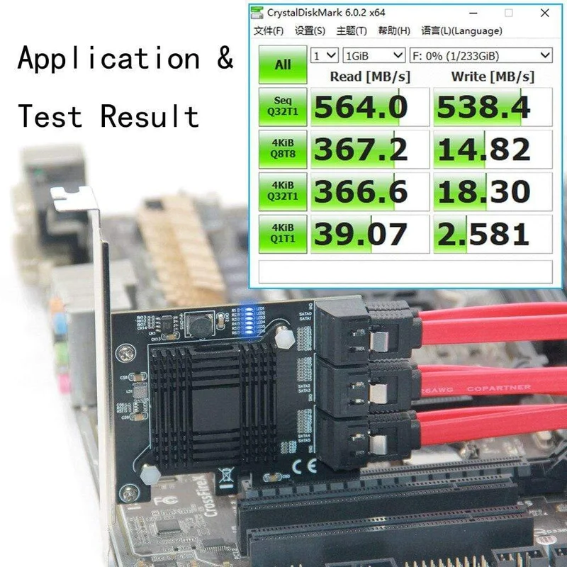 6-Port-SATA-3-PCI-Express-Erweiterungskarte PCI-E / PCIE-SATA-Controller SATA-Multiplikator SATA3 6-Gbit / s-ASMedia-ASM1166-Chip für HDD-SSD