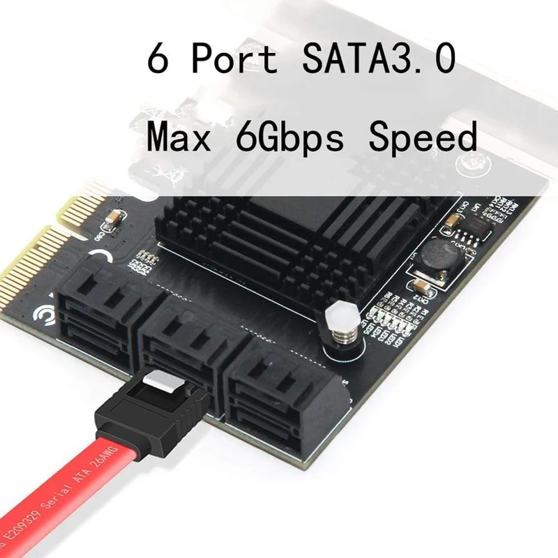 6-Port-SATA-3-PCI-Express-Erweiterungskarte PCI-E / PCIE-SATA-Controller SATA-Multiplikator SATA3 6-Gbit / s-ASMedia-ASM1166-Chip für HDD-SSD