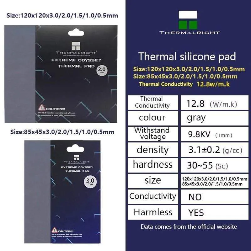 Thermalright ODYSSEY Wärmeableitung Silikonpad CPU / GPU-Grafikkarte Thermalpad Motherboard Silikonfettpad Multi-Size