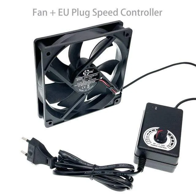 120 mm x 25 mm 120 V 220 V AC-Stromversorgungskabel mit Geschwindigkeitsregler DC 3 V bis 12 V, für Router Receiver DVR Xbox 12 cm Lüfter