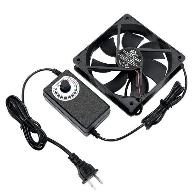 120 mm x 25 mm 120 V 220 V AC-Stromversorgungskabel mit Geschwindigkeitsregler DC 3 V bis 12 V, für Router Receiver DVR Xbox 12 cm Lüfter