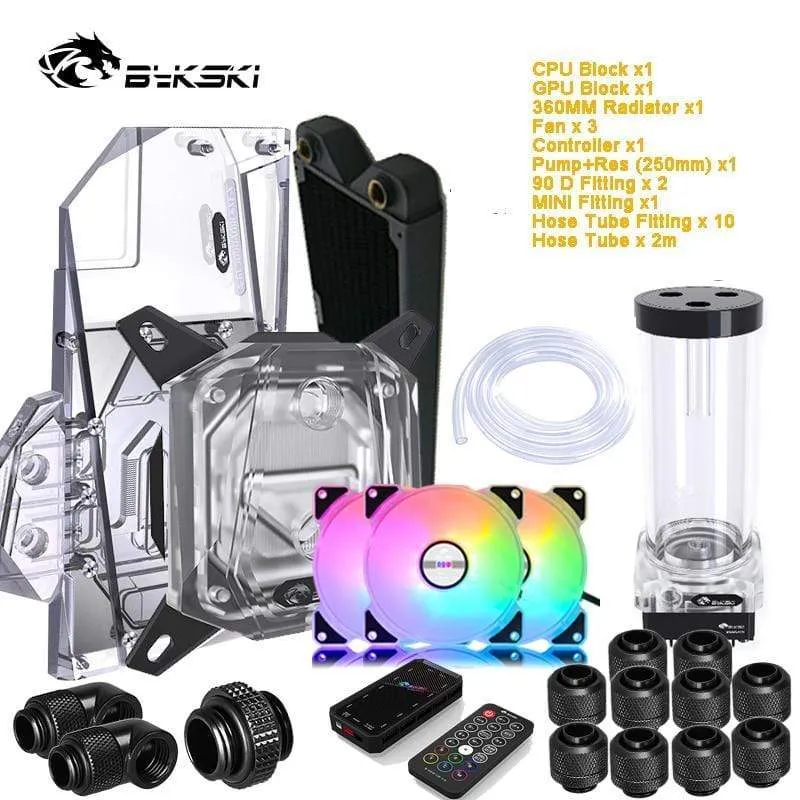 Split-Wasserkühlungs-Kit für PC, weicher Schlauch, CPU- und GPU-Kühlerschlauch-Set, Block + Pumpenbehälter + Kühler + Anschlussstück + Schlauch + Lüfter + Controller