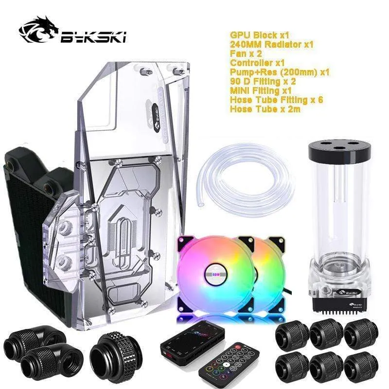 Split-Wasserkühlungs-Kit für PC, weicher Schlauch, CPU- und GPU-Kühlerschlauch-Set, Block + Pumpenbehälter + Kühler + Anschlussstück + Schlauch + Lüfter + Controller