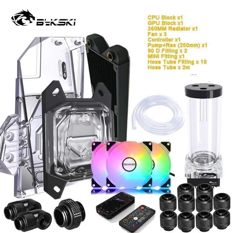Split-Wasserkühlungs-Kit für PC, weicher Schlauch, CPU- und GPU-Kühlerschlauch-Set, Block + Pumpenbehälter + Kühler + Anschlussstück + Schlauch + Lüfter + Controller