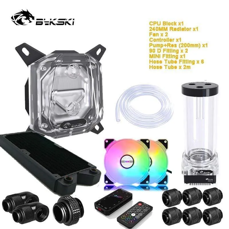 Split-Wasserkühlungs-Kit für PC, weicher Schlauch, CPU- und GPU-Kühlerschlauch-Set, Block + Pumpenbehälter + Kühler + Anschlussstück + Schlauch + Lüfter + Controller