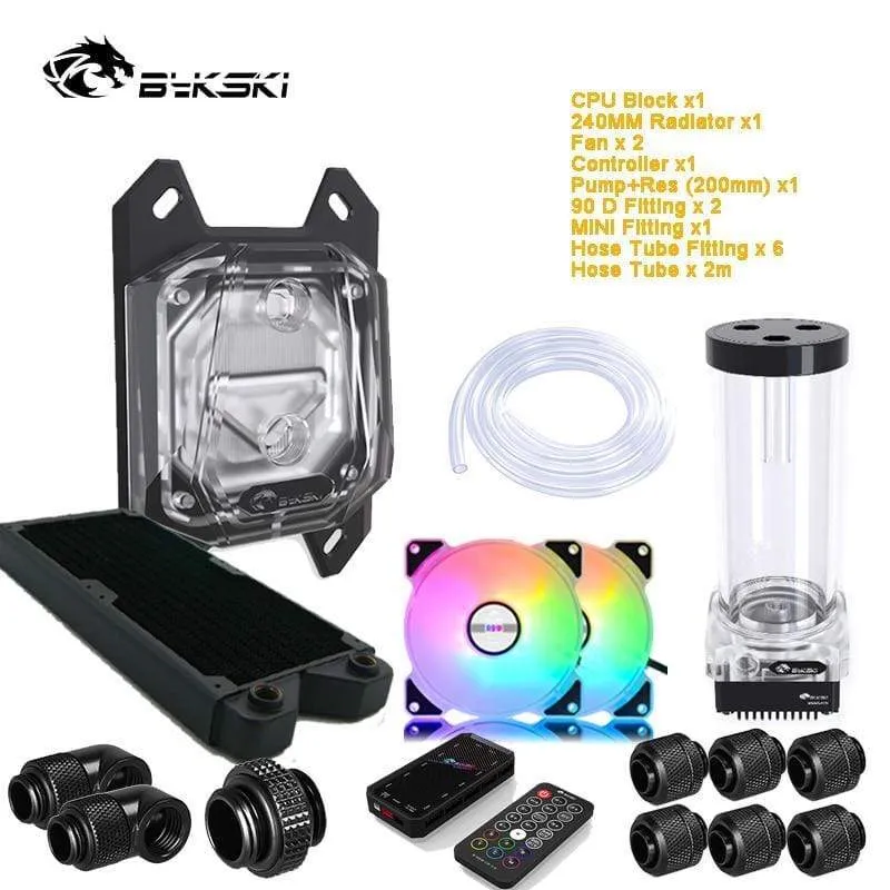 Split-Wasserkühlungs-Kit für PC, weicher Schlauch, CPU- und GPU-Kühlerschlauch-Set, Block + Pumpenbehälter + Kühler + Anschlussstück + Schlauch + Lüfter + Controller