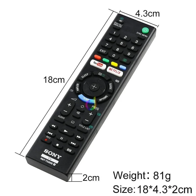 RMT-TX300E Fernbedienung Geeignet für Sony TV LCD-Fernseher 3D-LED-Smart-Controller mit Youtube Netflix-Taste RMT-TX300P Rmf-tx100