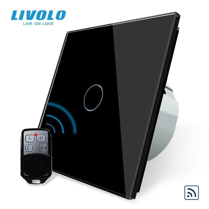 Livolo EU-Standard-Fernschalter, AC 220–250 V Wandleuchte, Touch-Fernschalter mit Mini-Fernbedienung C701R-11-RT12, kein Logo