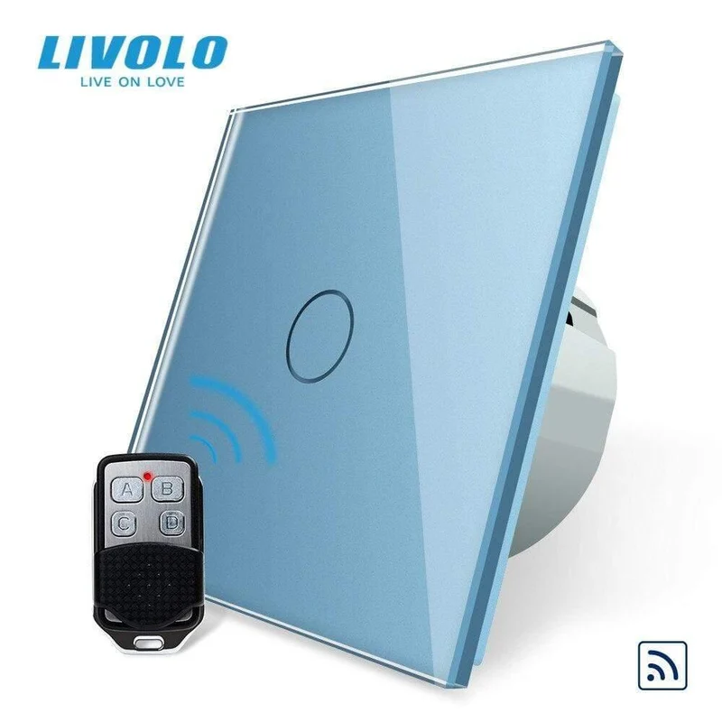 Livolo EU-Standard-Fernschalter, AC 220–250 V Wandleuchte, Touch-Fernschalter mit Mini-Fernbedienung C701R-11-RT12, kein Logo
