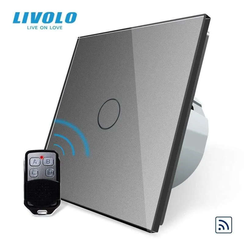 Livolo EU-Standard-Fernschalter, AC 220–250 V Wandleuchte, Touch-Fernschalter mit Mini-Fernbedienung C701R-11-RT12, kein Logo