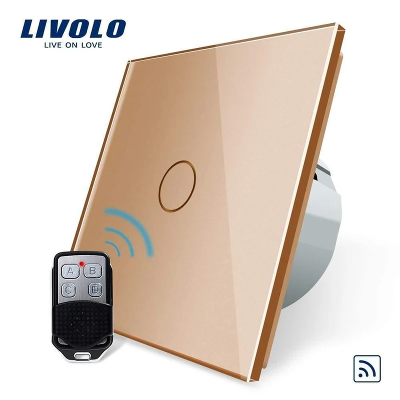 Livolo EU-Standard-Fernschalter, AC 220–250 V Wandleuchte, Touch-Fernschalter mit Mini-Fernbedienung C701R-11-RT12, kein Logo