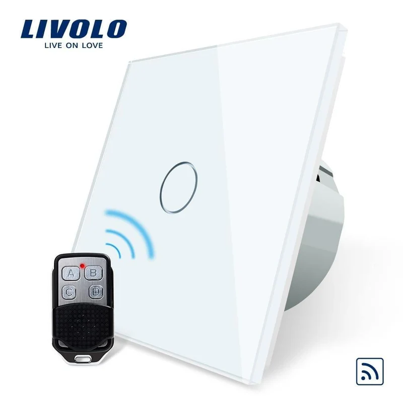 Livolo EU-Standard-Fernschalter, AC 220–250 V Wandleuchte, Touch-Fernschalter mit Mini-Fernbedienung C701R-11-RT12, kein Logo