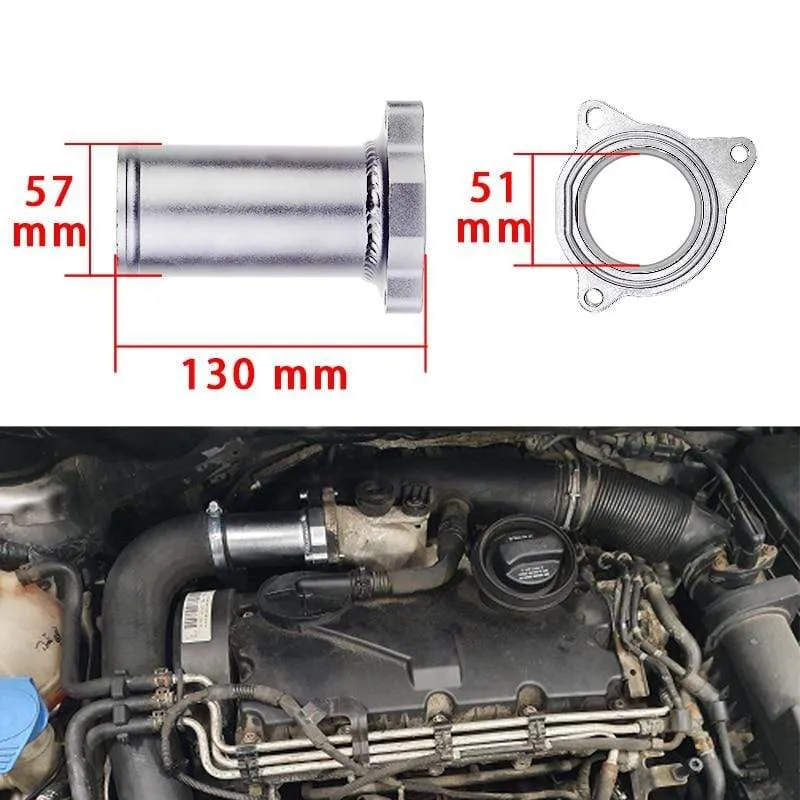 57 mm AGR-Ventil-Ersatzrohr, passend für Audi Seat VW 1.9 TDI 130/160 PS, 2.25 Zoll Diesel-AGR-Löschsätze
