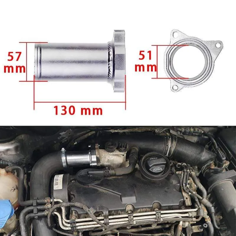 57 mm AGR-Ventil-Ersatzrohr, passend für Audi Seat VW 1.9 TDI 130/160 PS, 2.25 Zoll Diesel-AGR-Löschsätze
