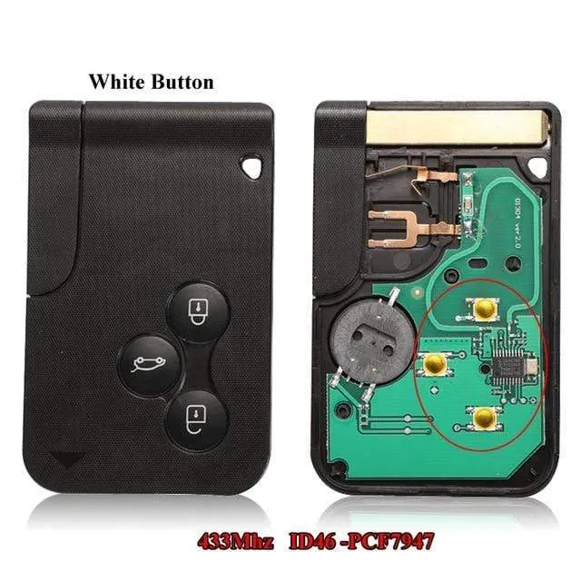 Smart Key Card für Renault Megane II Scenic II Grand Scenic 2003-2008 433 MHz PCF7947 Chip ID46 3-Tasten-Fernbedienung Leiterplatte Ultraschall