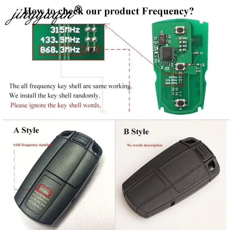 Auto-Fernbedienung Smart Key 315Mhz / 433 / 868MHz für BMW 1/3/5/7 Serie CAS3 X5 X6 Z4 Auto Keyless Control Transmitter Chip
