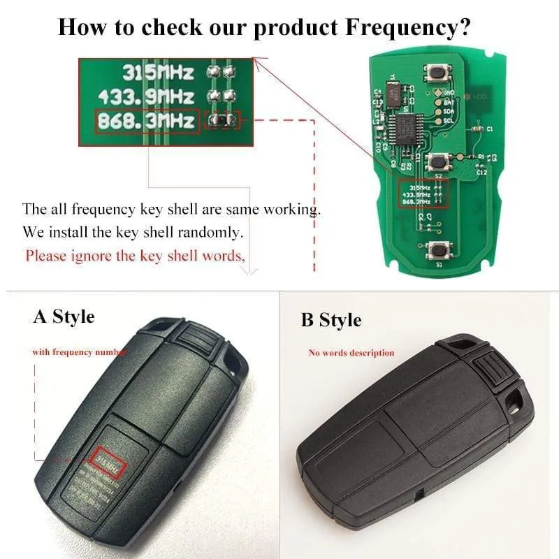 Auto-Fernbedienung Smart Key 315Mhz / 433 / 868MHz für BMW 1/3/5/7 Serie CAS3 X5 X6 Z4 Auto Keyless Control Transmitter Chip