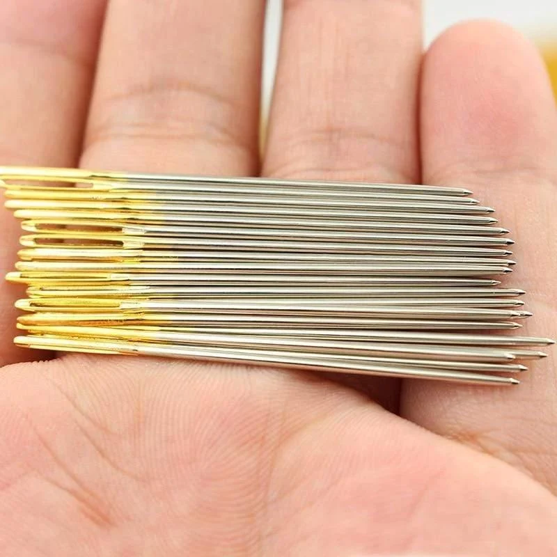 Professionelle Nähnadel aus Leder für Stick- und Nähzubehör, Bastelnadel, Nadel mit rundem, stumpfem Kopf und großem Öhr, Aufbewahrungsflasche