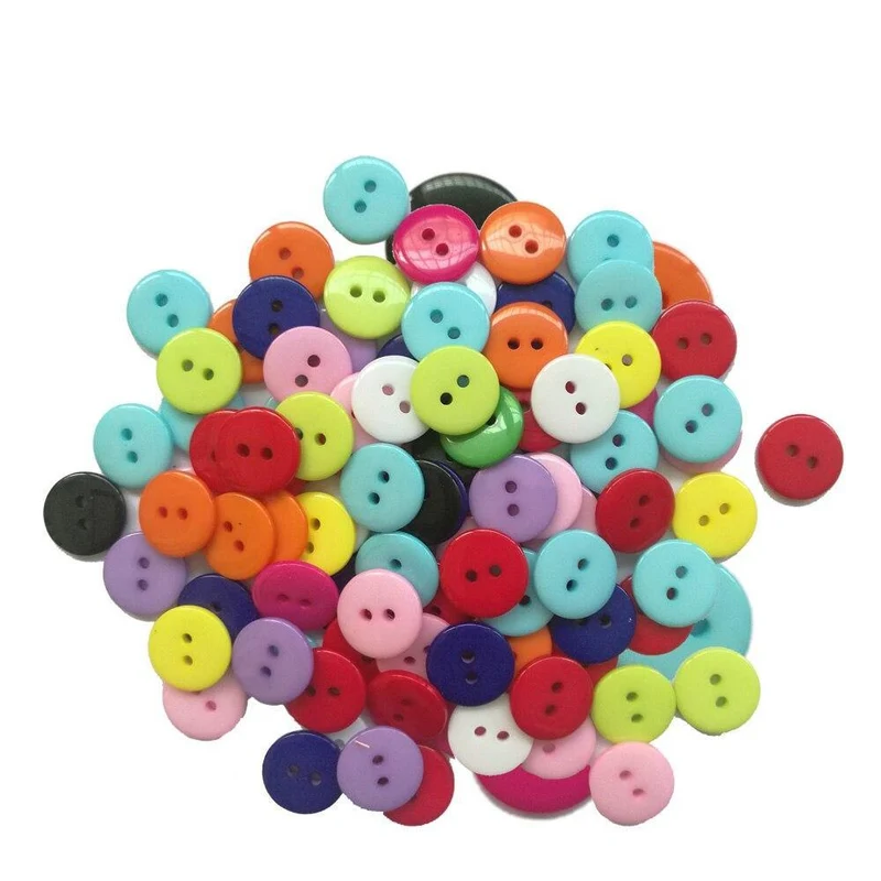 100 Stück 9mm / 10mm / 15mm Harz 2-Loch-Nähknopf Scrapbooking Verschönerung Dekorative Knopfbekleidung Nähzubehör