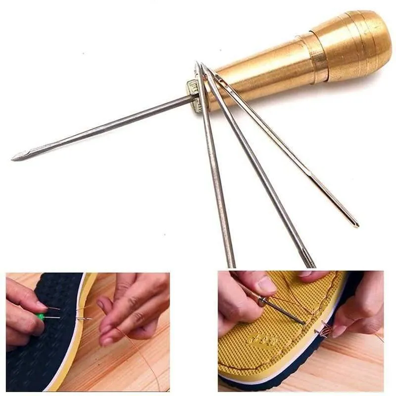 Kupfergriff Leinwand Lederzelt Nähen Ahle Schuhe Reparaturwerkzeug Stanzen Hand Nähen Leder Handwerk Nadel Nähen Zubehör