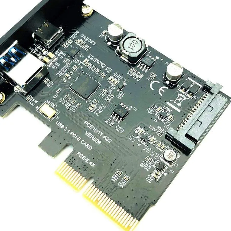 USB 3.1 PCIe-Erweiterungskarte Typ C PCI-E zu USB3.1 GEN 2 10 Gbit / s USB Typ C + USB3.0 Riser-Karte Typ A PCI Express x4 USB-Adapter