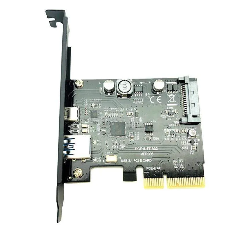 USB 3.1 PCIe-Erweiterungskarte Typ C PCI-E zu USB3.1 GEN 2 10 Gbit / s USB Typ C + USB3.0 Riser-Karte Typ A PCI Express x4 USB-Adapter