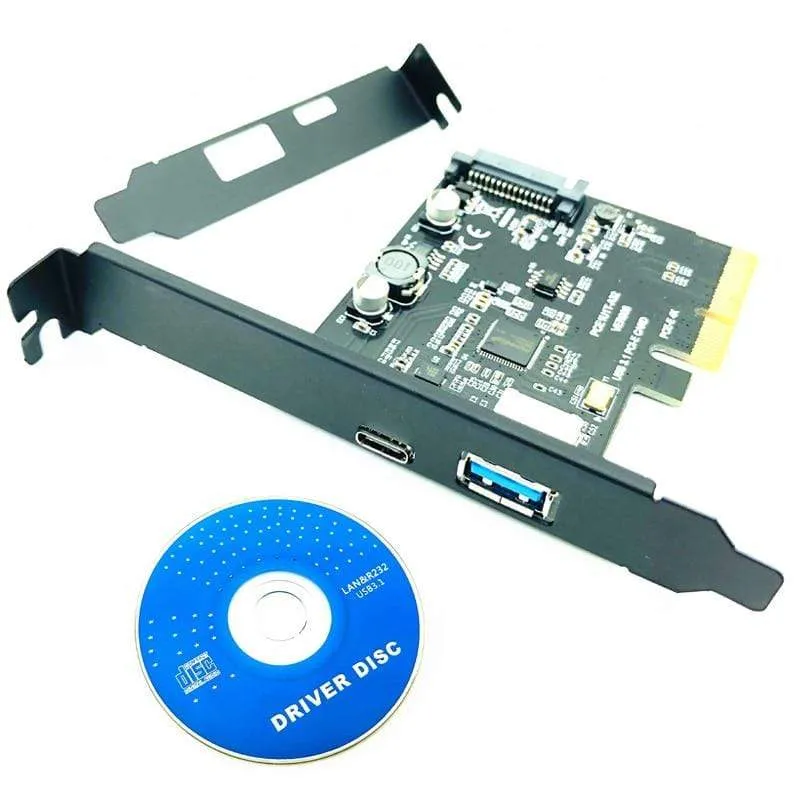 USB 3.1 PCIe-Erweiterungskarte Typ C PCI-E zu USB3.1 GEN 2 10 Gbit / s USB Typ C + USB3.0 Riser-Karte Typ A PCI Express x4 USB-Adapter