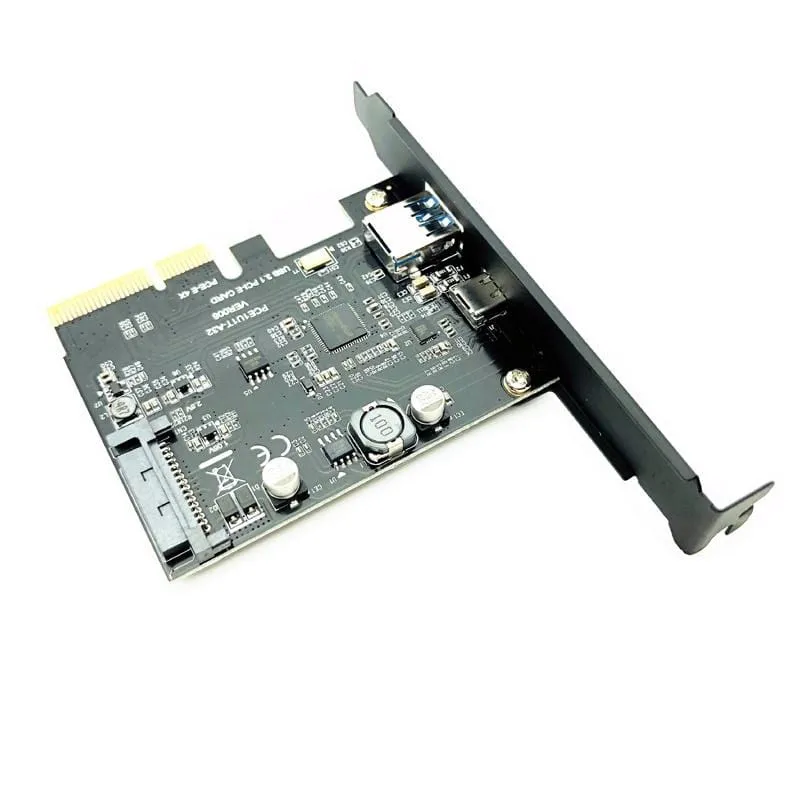 USB 3.1 PCIe-Erweiterungskarte Typ C PCI-E zu USB3.1 GEN 2 10 Gbit / s USB Typ C + USB3.0 Riser-Karte Typ A PCI Express x4 USB-Adapter