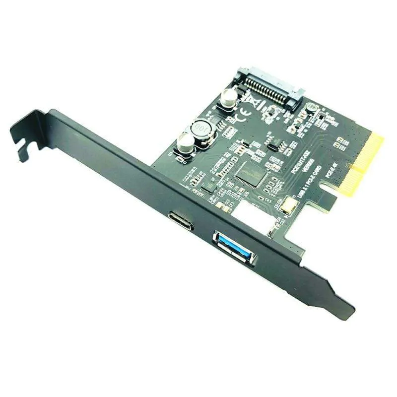 USB 3.1 PCIe-Erweiterungskarte Typ C PCI-E zu USB3.1 GEN 2 10 Gbit / s USB Typ C + USB3.0 Riser-Karte Typ A PCI Express x4 USB-Adapter