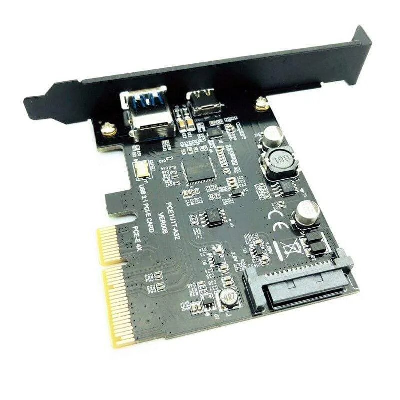 USB 3.1 PCIe-Erweiterungskarte Typ C PCI-E zu USB3.1 GEN 2 10 Gbit / s USB Typ C + USB3.0 Riser-Karte Typ A PCI Express x4 USB-Adapter