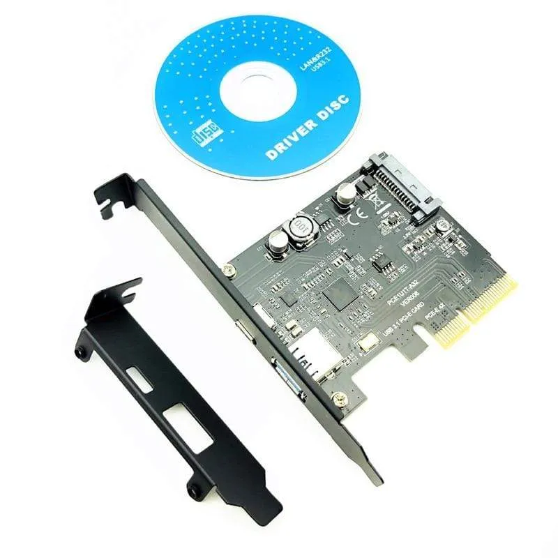 USB 3.1 PCIe-Erweiterungskarte Typ C PCI-E zu USB3.1 GEN 2 10 Gbit / s USB Typ C + USB3.0 Riser-Karte Typ A PCI Express x4 USB-Adapter