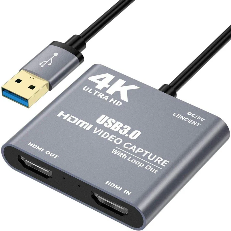 4K 1080P USB 3.0 zu HDMI Video Audio Game Capture-Karte mit Loop-Out, volle 1080p 60 Aufnahme über DSLR-Camcorder