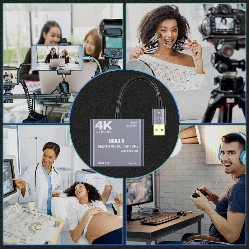 4K 1080P USB 3.0 zu HDMI Video Audio Game Capture-Karte mit Loop-Out, volle 1080p 60 Aufnahme über DSLR-Camcorder