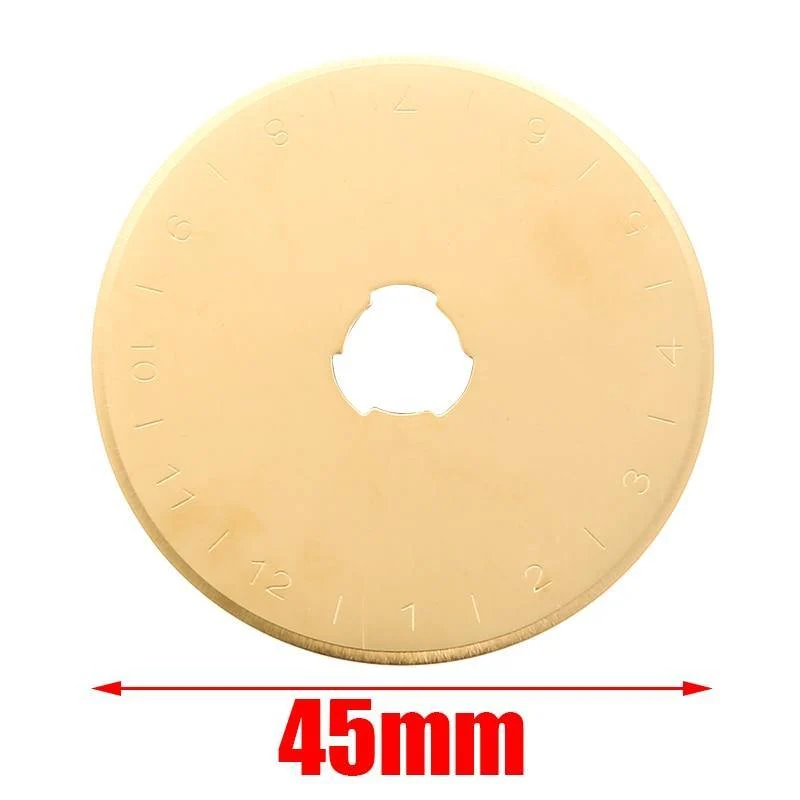 2 Stück 45 mm goldfarbene, runde, titanbeschichtete Rollschneiderklingen, Nähen, Kunsthandwerk, Messer für Stoff, Stoffe, Leder, Handwerk, Schneidwerkzeuge