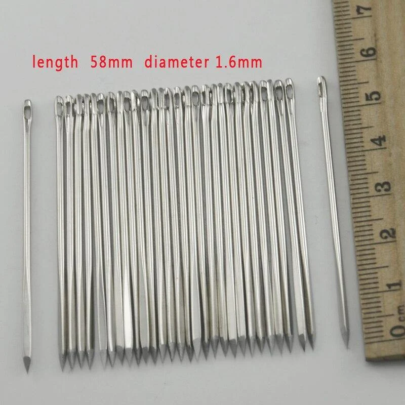 10 Stück Sweing Handnadel Lederfell Spezielle dreieckige Stahlnadel DIY Lederstich Handarbeit Kunsthandwerk Werkzeug 5.8 cm
