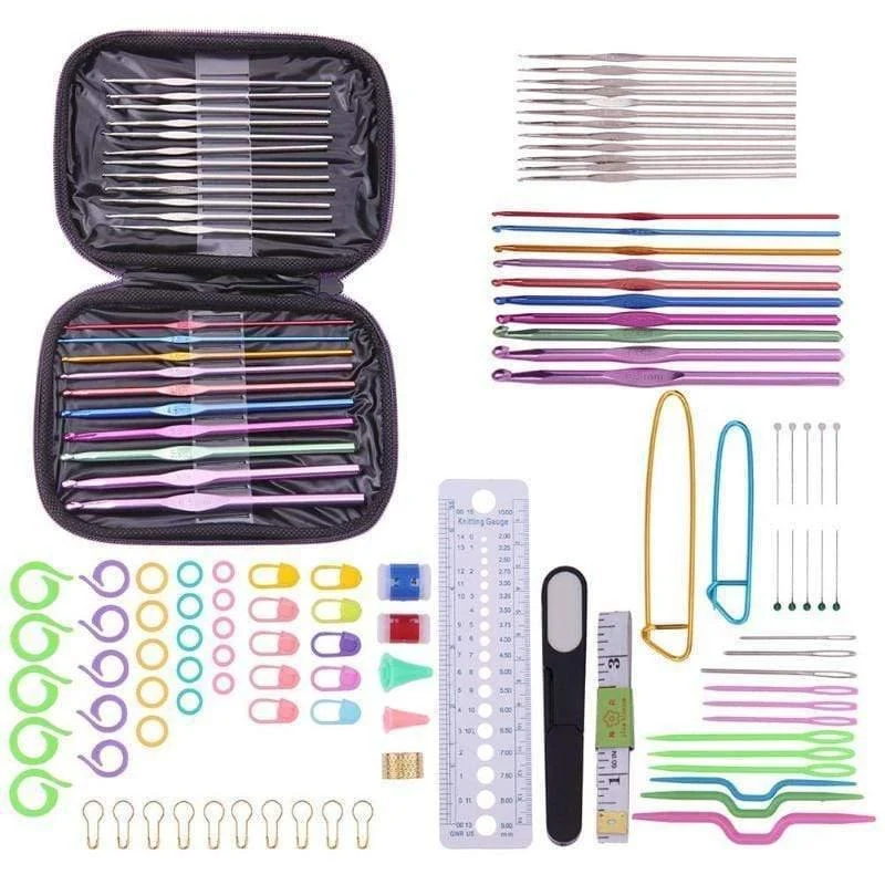 22 Stück Premium Häkelnadeln Set Garn Häkelnadeln Stiche Weben Gestricktes Bastelset DIY Nadel Kunst Scherenstich