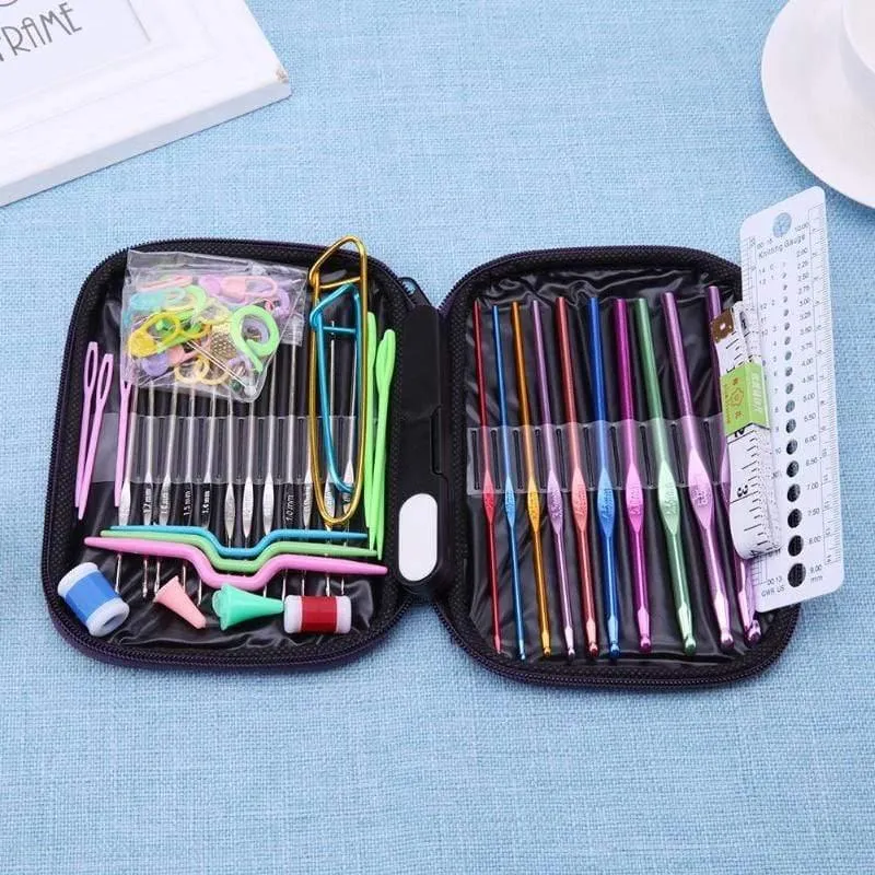 22 Stück Premium Häkelnadeln Set Garn Häkelnadeln Stiche Weben Gestricktes Bastelset DIY Nadel Kunst Scherenstich