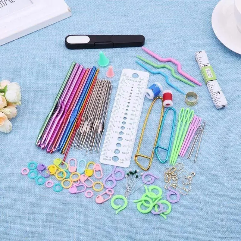 22 Stück Premium Häkelnadeln Set Garn Häkelnadeln Stiche Weben Gestricktes Bastelset DIY Nadel Kunst Scherenstich