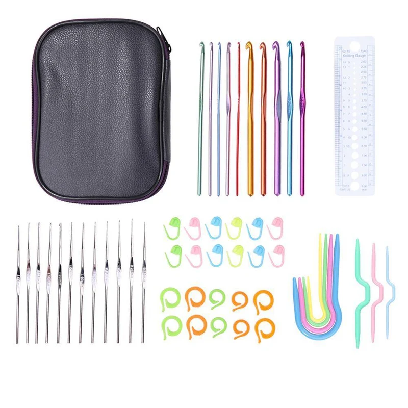 22 Stück Premium Häkelnadeln Set Garn Häkelnadeln Stiche Weben Gestricktes Bastelset DIY Nadel Kunst Scherenstich